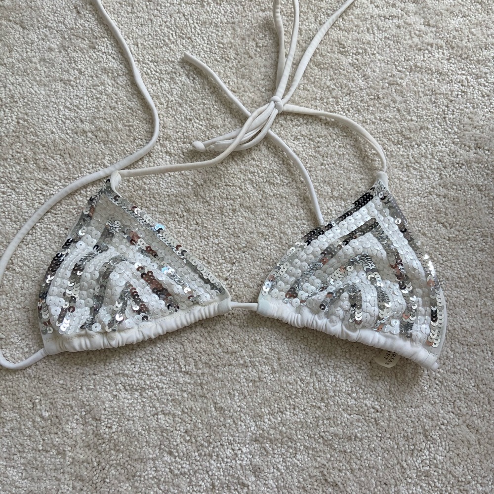 Sequin tie bikini top